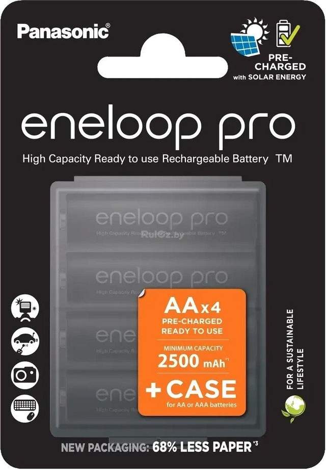Аккумулятор Panasonic Eneloop Pro AA BK-3HCDE/4CP+case (4 шт)