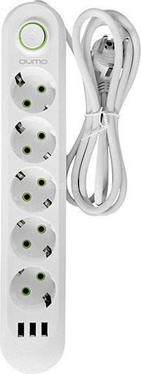 Сетевой фильтр QUMO Power Bar Light SPFS P-0009 51554 (3 м, белый)