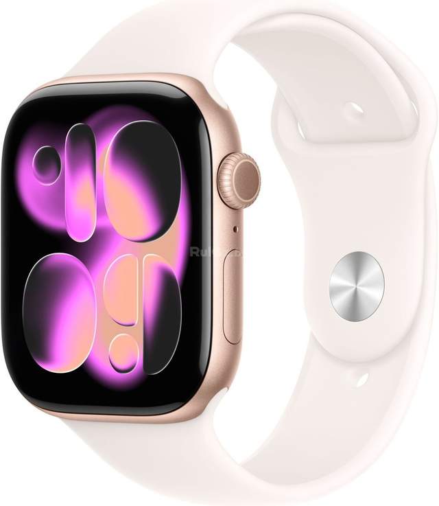 Умные часы Apple Watch Series 11 46 мм (алюминиевый корпус, розовое золото/легкие румяна, спортивный силиконовый ремешок S/M)