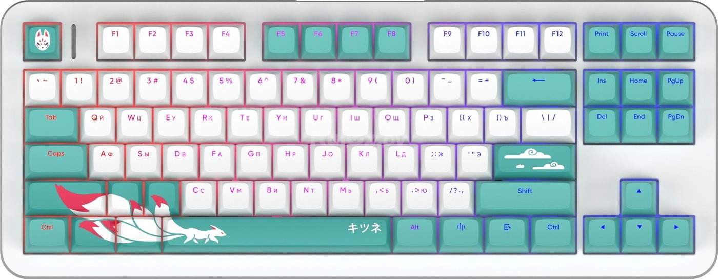 Клавиатура Red Square Alumix TKL Classic Kitsune (белый, g3ms Aquamarine)