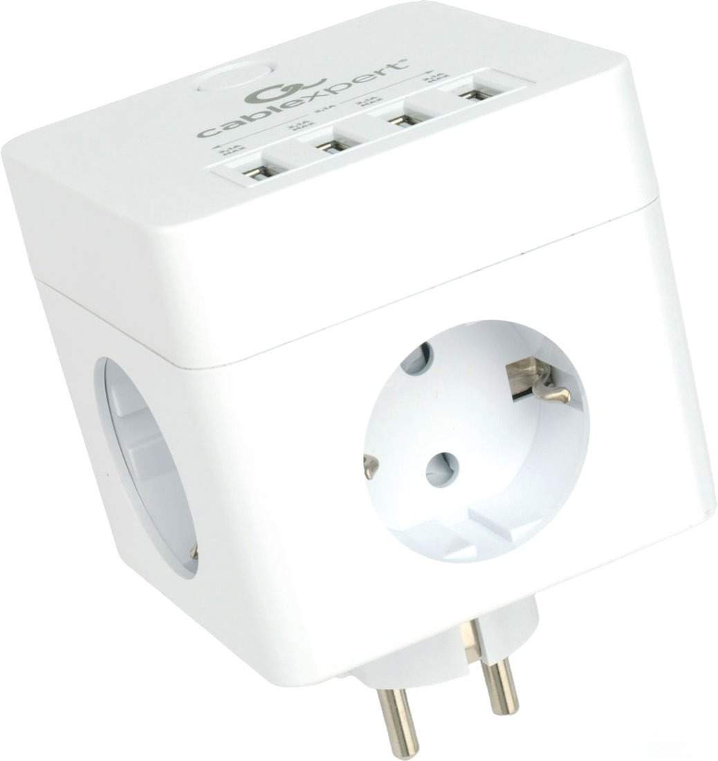 Сетевой фильтр Cablexpert CUBE-4-U4-W