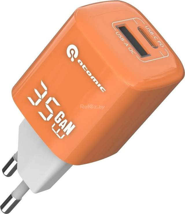 Адаптер питания Atomic Crystal G351 GAN 35W USB Type-C (оранжевый)