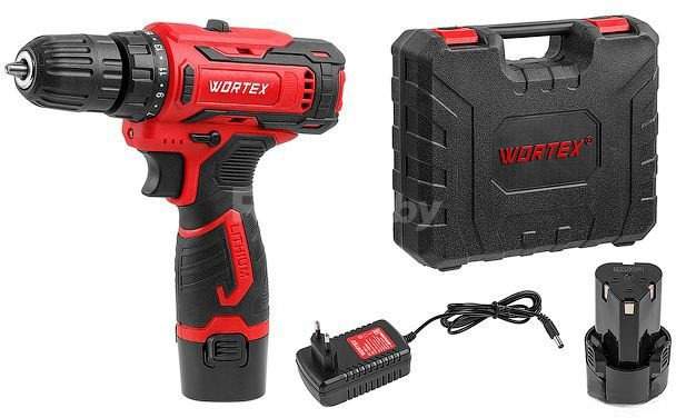 Дрель-шуруповерт Wortex BD 1220 Li 1329356 (с 2-мя АКБ, кейс)