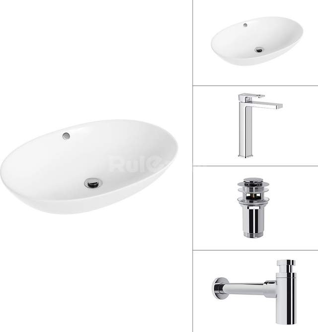 Умывальник Lauter 21709 + Cascade 21СК0655С + сифон 21635CH + дон.клапан 21190CH (хром)