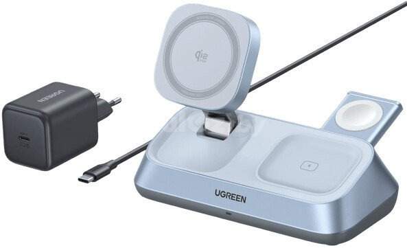 Беспроводное зарядное Ugreen MagFlow 3-in-1 W711 55677 (голубой)
