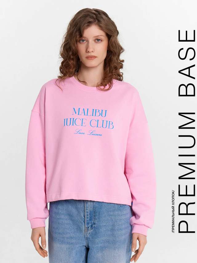 Свитшот женский розовый с надписью "malibu juice club" Mark Formelle 24-30566П-7