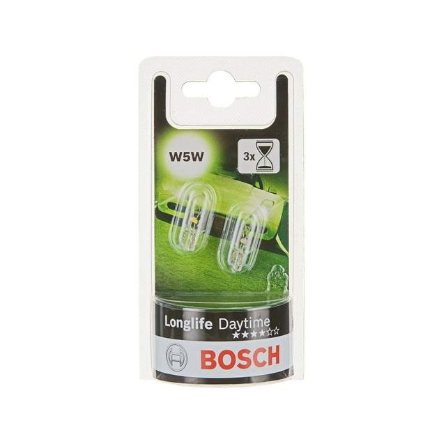 Автолампа накаливания BOSCH W5W Longlife Daytime, 2шт. блистер