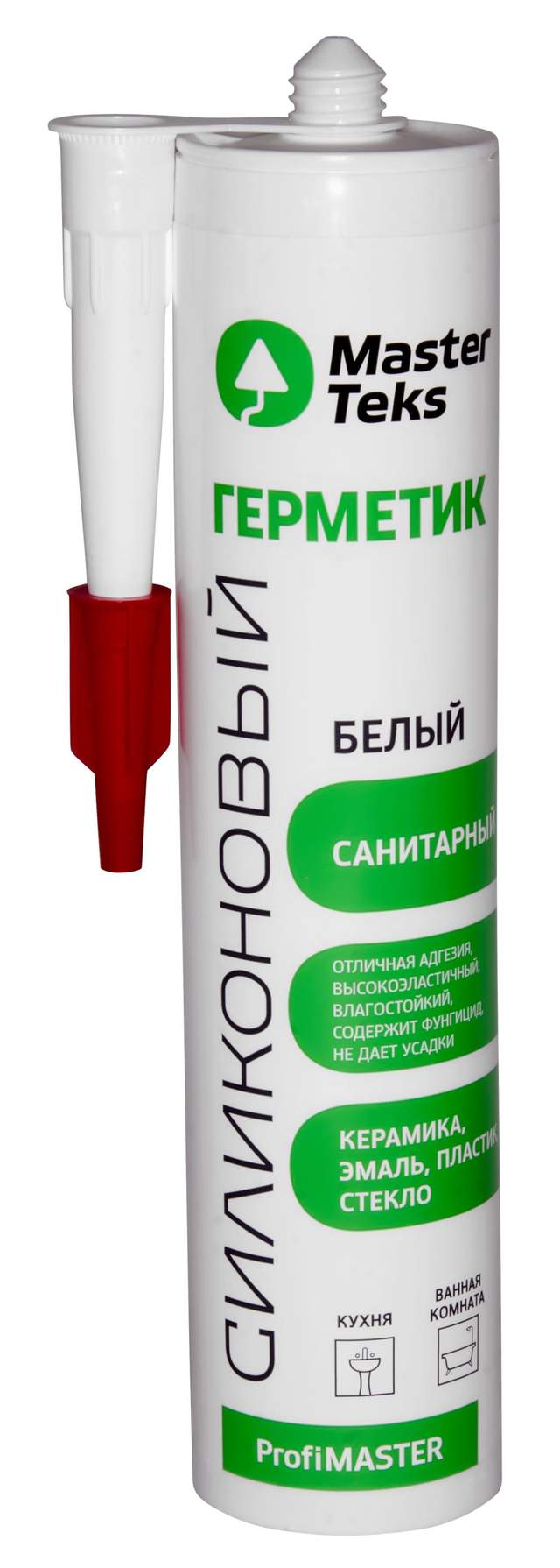 Герметик силиконовый санитарный MasterTeks PM белый, 290 мл