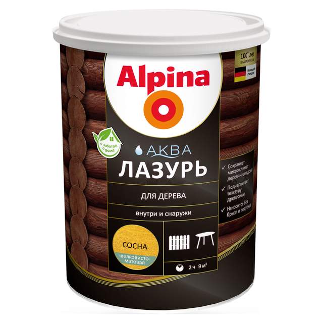 Лазурь Alpina Аква для дерева Сосна 0,9л NEW