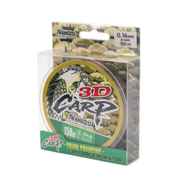 Леска рыболовная Namazu 3D Carp 150м D0,16мм 2,4кг 3D Camo