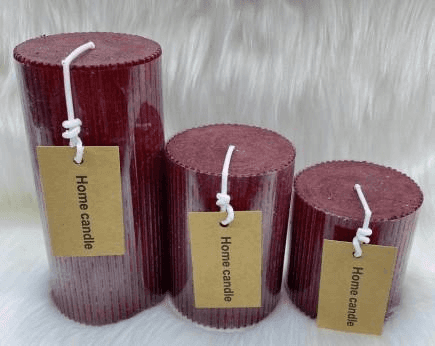 Свеча столбик Ribbed Art&Home 15х7см, бордо, арт. MUCJ715-H