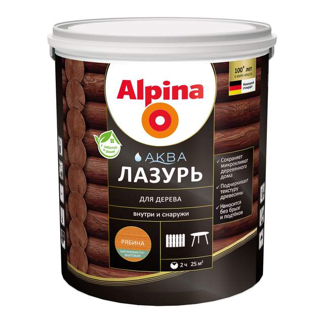 Лак акриловый для дерева Alpina Рябина 2,5л/2,50кг