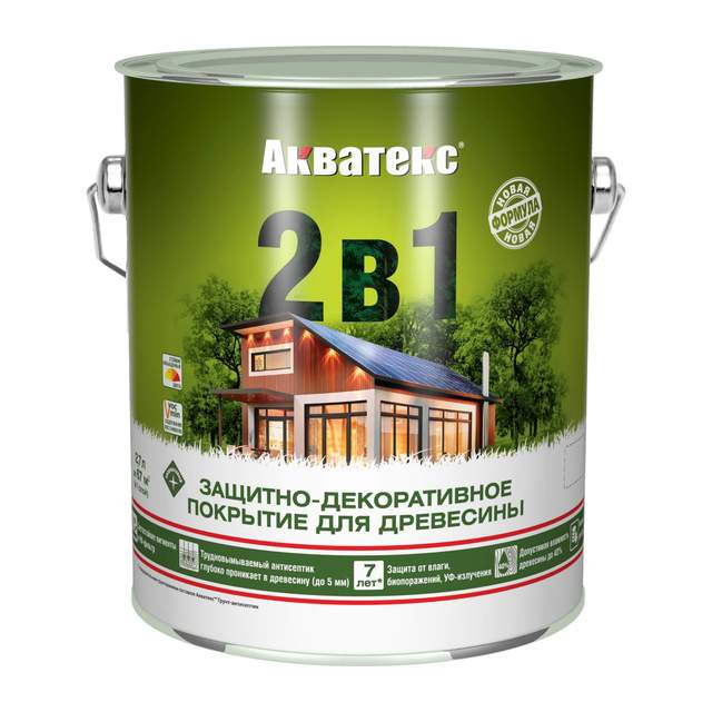 Состав деревозащитный Акватекс 2в1 орегон 2,7л
