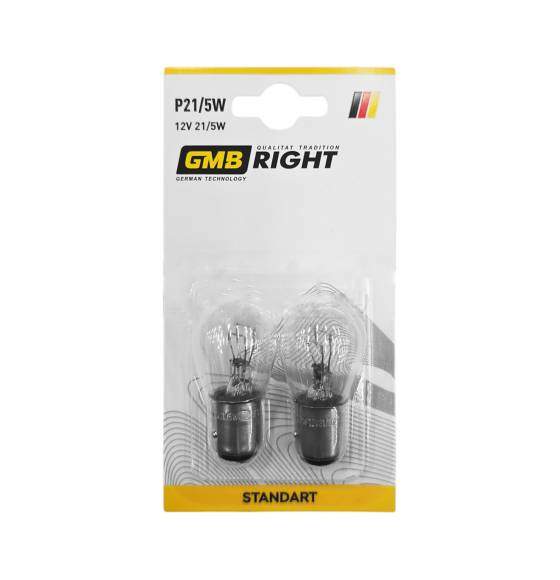 Автолампа 15916 P21/5W 12V-21/5W BAY15d BL 2 шт GMBRIGHT