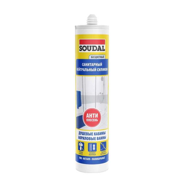 Силикон нейтральный санитарный SOUDAL прозрачный 280мл