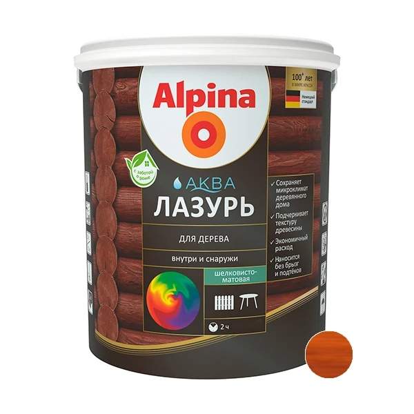 Аква Лазурь для дерева Alpina Махагон 0,9л/0,90кг