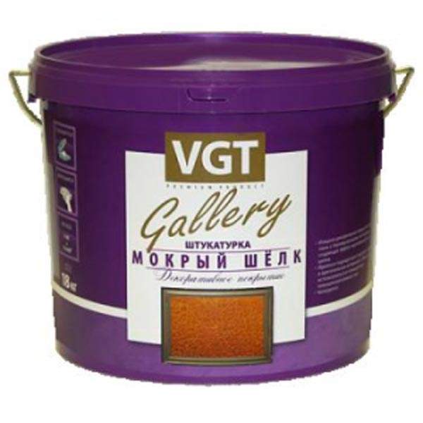 Штукатурка фактурная VGT GALLERY "Мокрый шелк" серебристо-белая №1, 6 кг