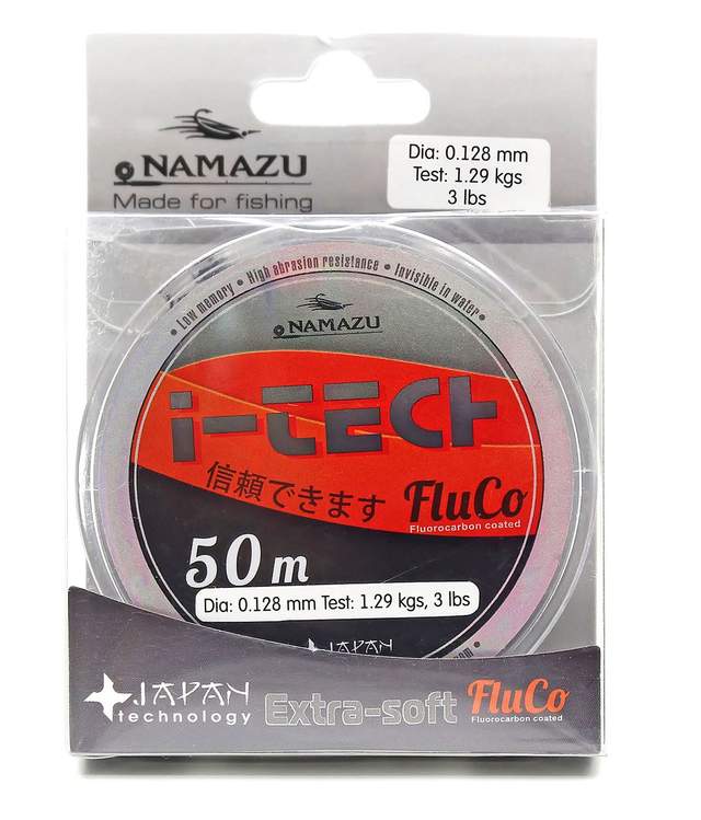 Леска Namazu "I-Tech Fluco", L-50 м, d-0,128 мм, test-1,29 кг, прозрачная10400