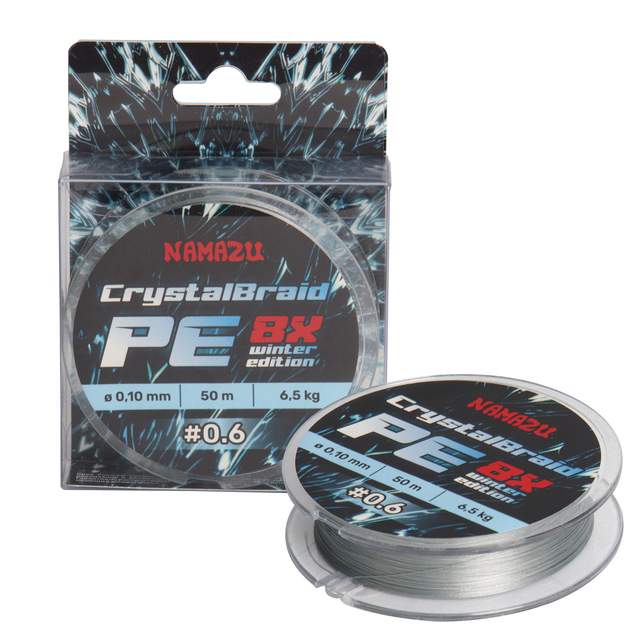 Шнур плетеный серый Namazu CrystalBraid PE 8Х №0,6 50м D0,10мм 6,5кг