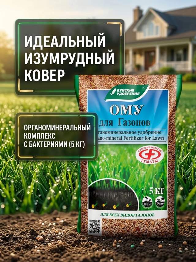 Удобрение ОМУ для газонов 5кг Буйские удобрения