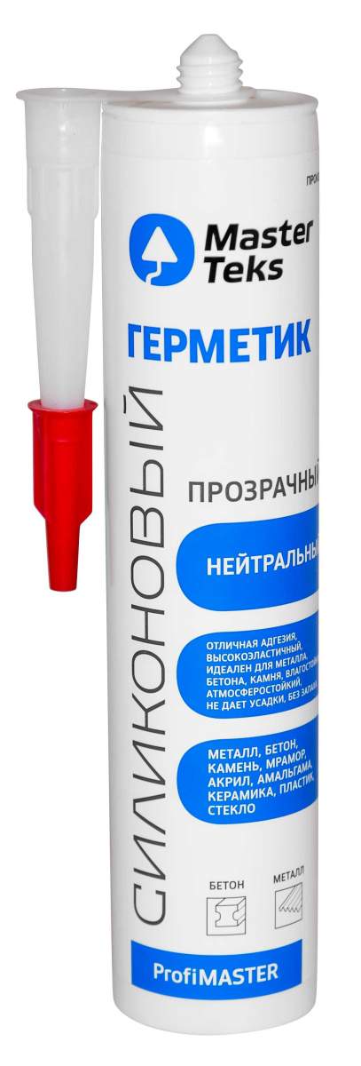 Герметик силиконовый нейтральный MasterTeks PM прозрачный, 290 мл