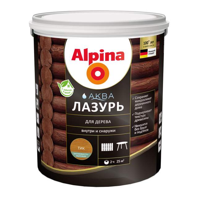 Лазурь для дерева Alpina Аква Тик 2,5л