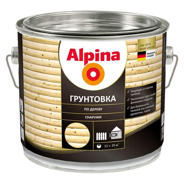 Грунтовка по дереву Alpina бесцветная 2,0л/1,6кг NEW