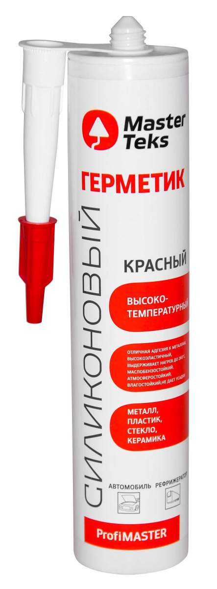 Герметик силиконовый высокотемпературный MasterTeks PM красный, 260 мл
