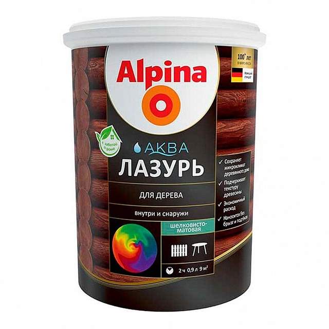 Аква Лазурь для дерева Alpina 0,9л/0,90кг