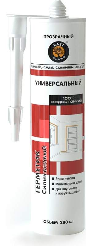 Герметик силиконовый универсальный кислотный EAST BRAND прозрачный 280мл