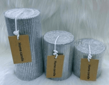 Свеча столбик Ribbed Art&Home 7,5х7см, серебро, арт. MUCJ775-Y
