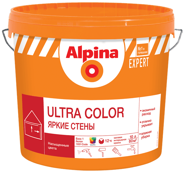Краска ВД-АК Alpina EXPERT Ultra Color База1, белая, 2,5л/3,7кг