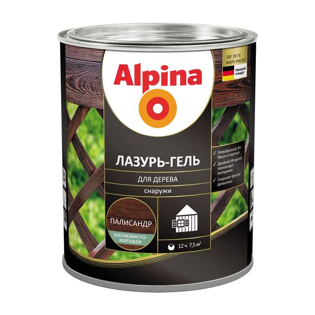 Лазурь-гель для дерева Alpina шелк-мат палисандр 0,75л/0,66кг