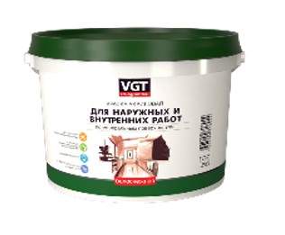 Краска ВД-АК-1180 VGT для наруж/внутр работ белоснежная моющаяся 1,5кг