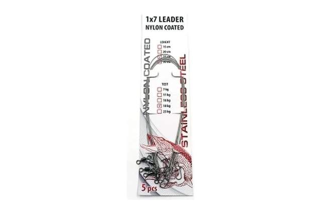 Поводок стальной NAMAZU Leader 1х7 Nylon Coated Ø0,45мм 30см 23кг 5шт
