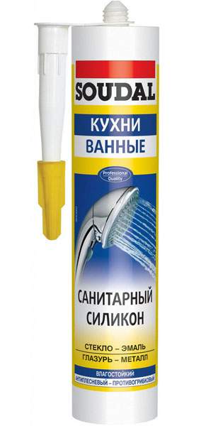 Герметик силиконовый санитарный "Soudal" прозрачный 280 мл