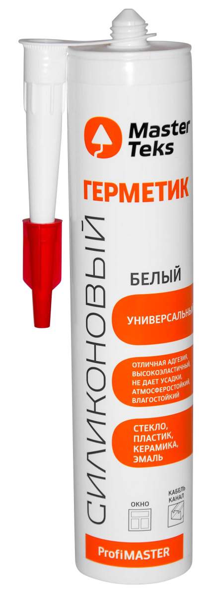 Герметик силиконовый универсальный MasterTeks PM белый, 290 мл