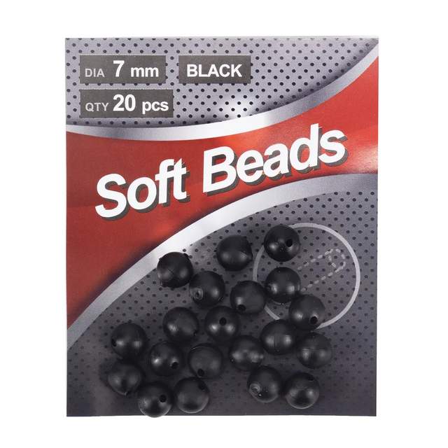 Бусина фидерная Namazu Soft Beads, PVC, d-7 мм, круглая, цв. черный (20 шт.)1000