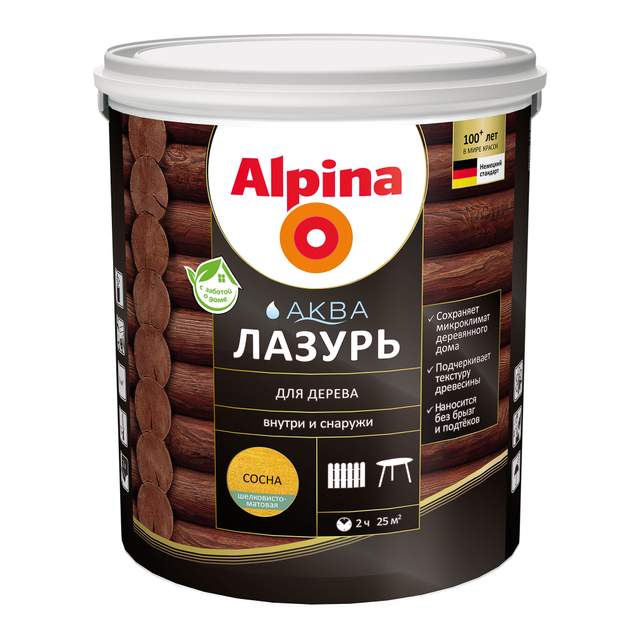 Аква Лазурь для дерева Alpina Сосна 2,5л