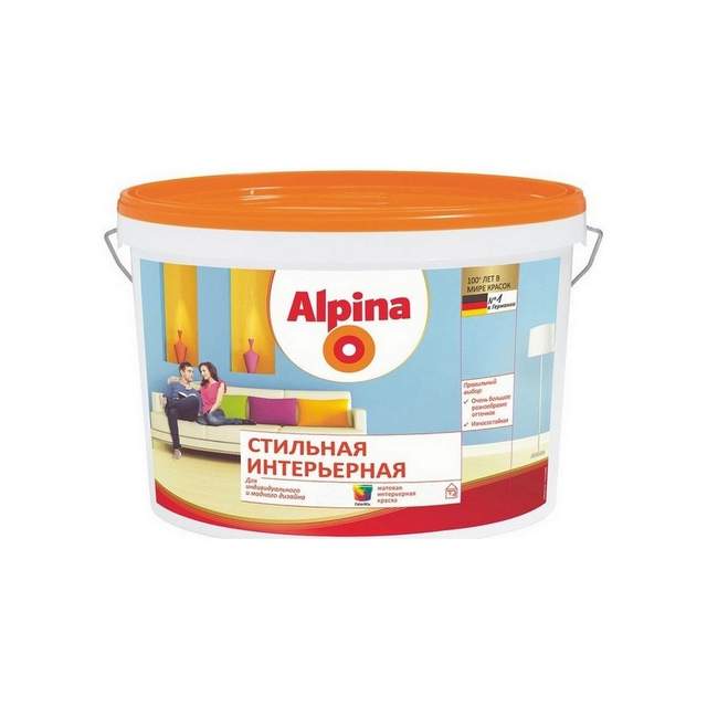 Краска ВД Alpina Стильная интерьерная База 1 мат 2,5л/3,70кг