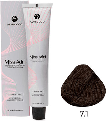 Крем-краска для волос Adricoco Miss Adri с кератином 7.1
