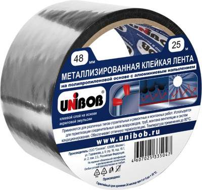Лента металлизированная Unibob Клейкая 48ммх25м / 39119