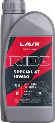 Моторные масла Lavr Moto Ride Special 4Т 10W40 SN / Ln7747