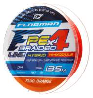 Лески рыболовные Flagman Fishing PE Hybrid F4 135m FluoOrange 0.14мм 7.7кг/17lb / 28135-014