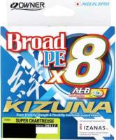 Леска плетеная Owner Kizuna X8 Broad PE Chartreuse 135м 0.19мм 11.9кг / 56117-019