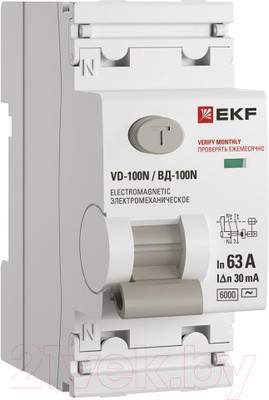 Дифференциальный автомат EKF PROxima ВД-100N 2п 63А 30мА AC 6кА / E1026M6330