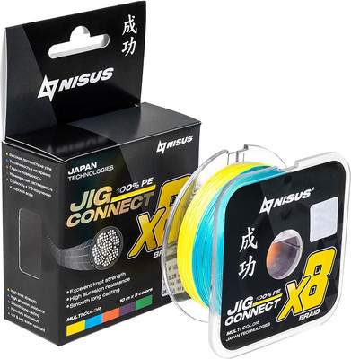 Леска плетеная Nisus Jig Connect X8 PE Multicolor 2.0 0.22mm / T-N-JC-X8-0.22-150-M