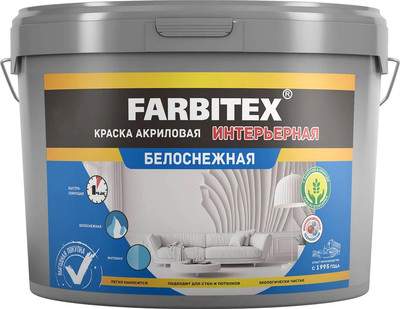 Краски, эмали Farbitex Интерьерная белоснежная