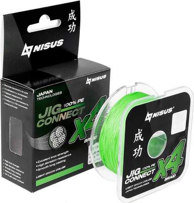 Леска плетеная Nisus JIG Connect X4 PE Light Green 4.5 0.35mm / T-N-JC-X4-0.35-150-LG