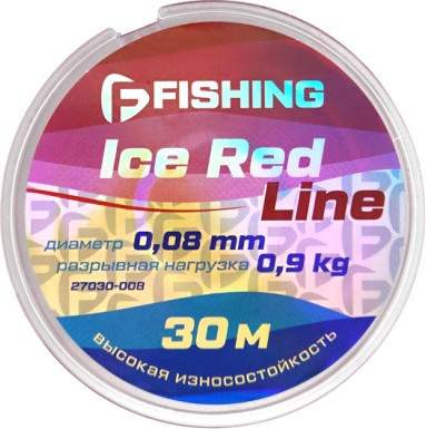 Леска монофильная F-Fishing Ice Red Line 30м 0.08мм / F27030-008